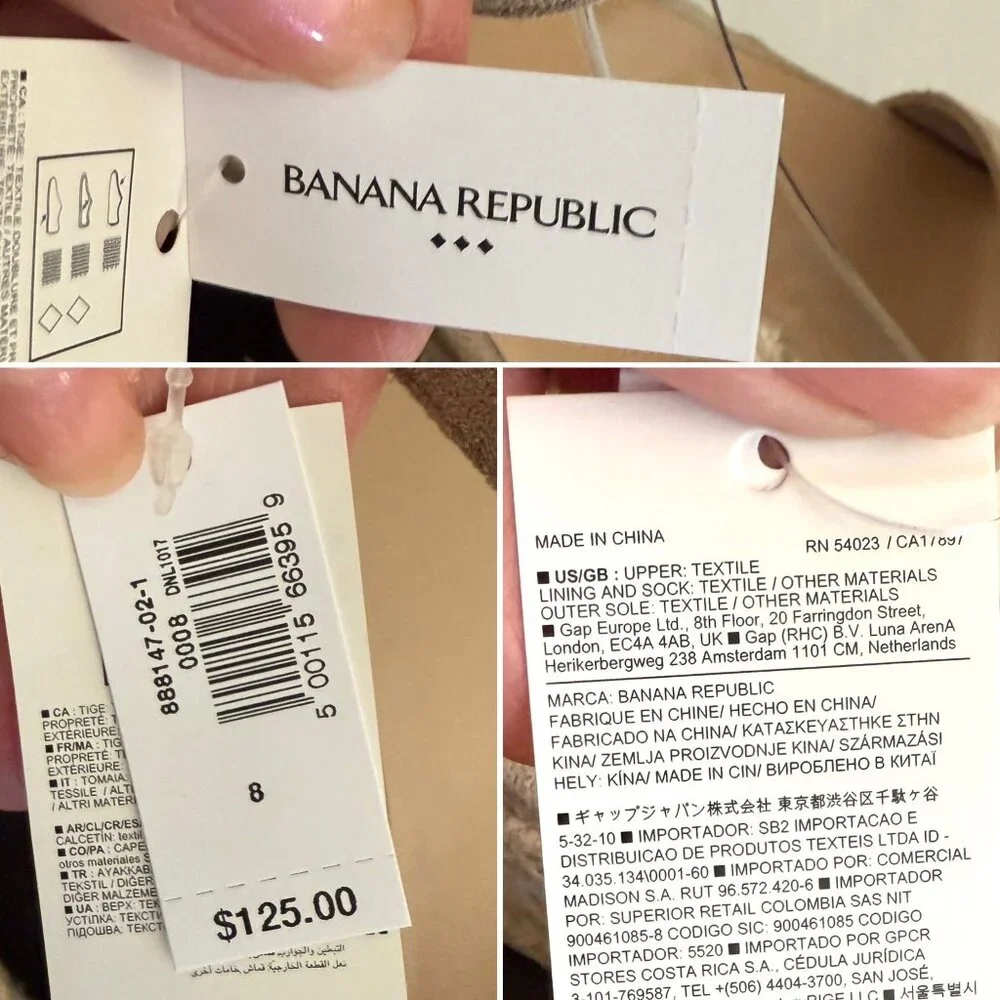 Banana Republic Platform Espadrille Sandals Size 8 Bone Faux Suede Resortwear - Picture 10 of 16